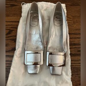 Roger Vivier Silver Ballerine Flat